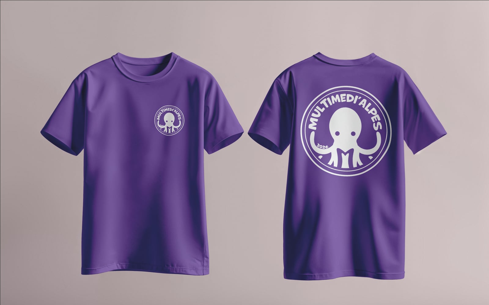 T-shirts Multimédi'Alpes avec la mascotte poulpe