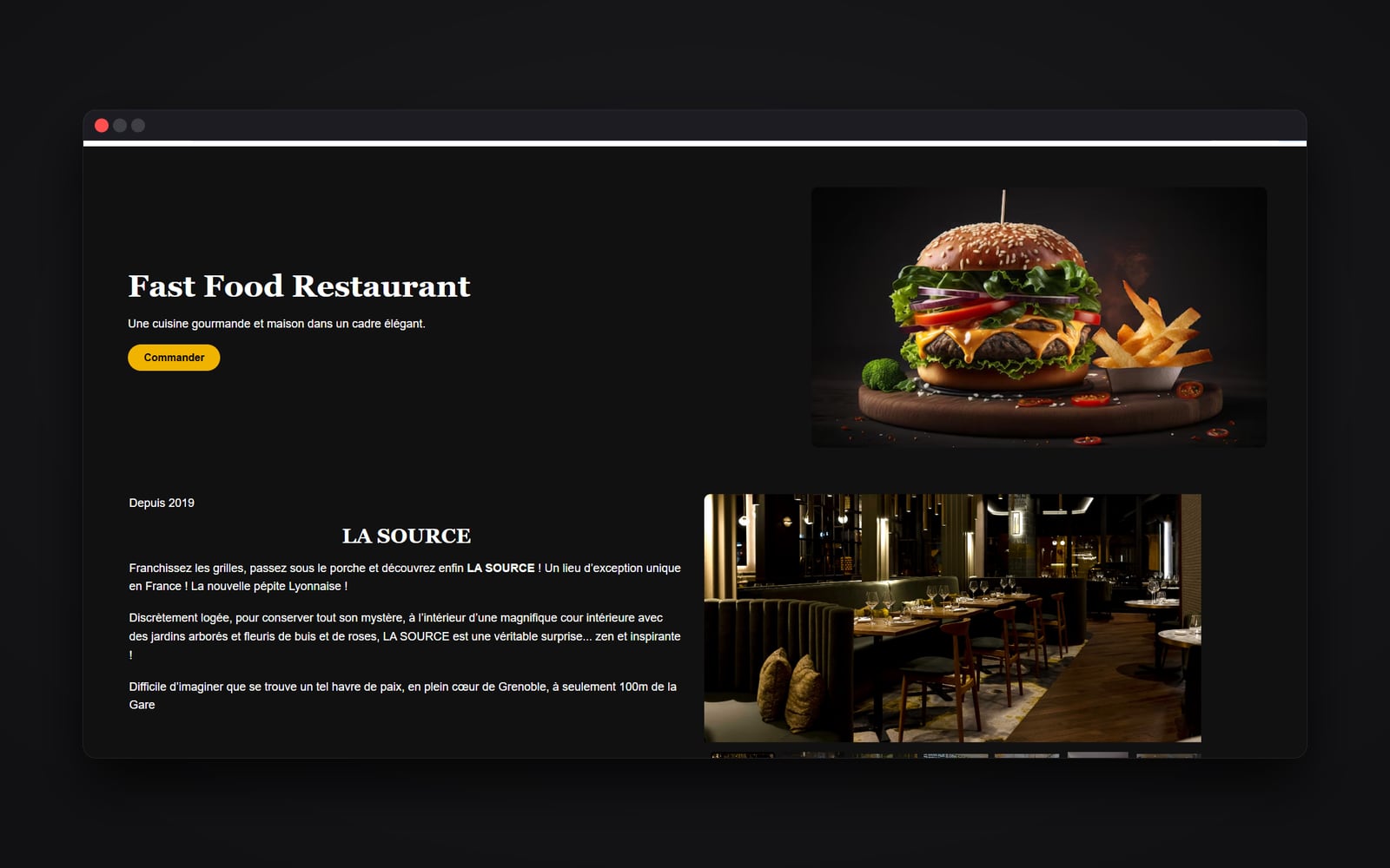 Page d'accueil du site La Source